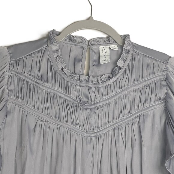 Joie Gray PIntucked Flutter Sleeve Top S Feminine Romantic Office - Picture 2 of 10